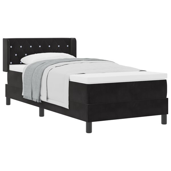 vidaXL Lit à Ressorts avec Matelas Noir 90x200 cm en Velours