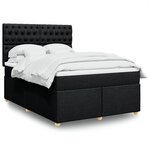 vidaXL Sommier à lattes de lit avec matelas Noir 140x200 cm Tissu