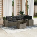vidaXL Salon de jardin 6 Pièces avec coussins gris résine tressée