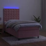 vidaXL Sommier à lattes de lit matelas et LED Rose 100x200 cm Velours