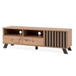 Meuble TV - MEDAN - 1 porte + 2 tiroirs - chêne artisan et anthracite