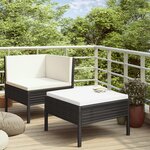 vidaXL Salon de jardin 2 Pièces avec coussins Résine tressée Noir