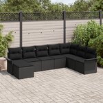 vidaXL Canapé de jardin 8 pièces avec coussins Noir Poly Rotin