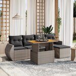 vidaXL Salon de jardin 6 Pièces avec coussins gris résine tressée