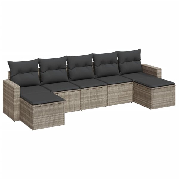 vidaXL Salon de jardin avec coussins 7 Pièces gris clair résine tressée