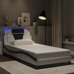 vidaXL Cadre de lit avec lumières LED blanc noir 100x200 cm similicuir