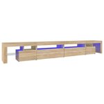 vidaXL Meuble TV avec lumières LED Chêne sonoma 290x36 5x40 cm