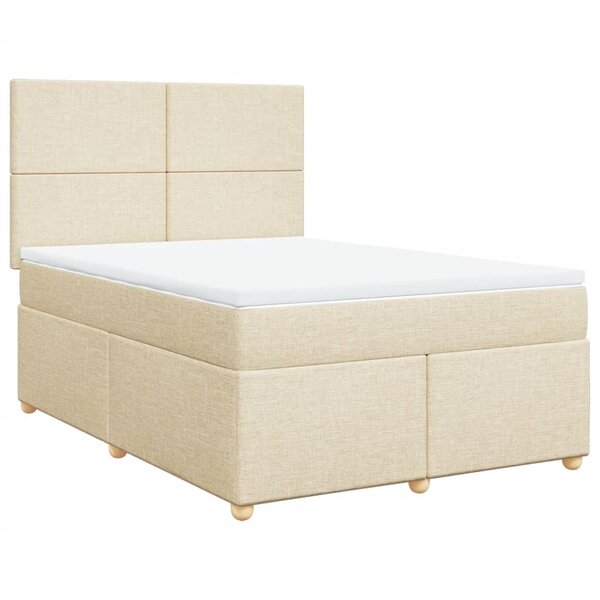 vidaXL Sommier à lattes de lit avec matelas Crème 140x200 cm Tissu