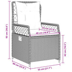 vidaXL Ensemble à manger de jardin 3Pièces coussins gris clair poly rotin