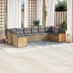 vidaXL Salon de jardin avec coussins 10 Pièces beige résine tressée