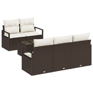 Ensemble de 6 pièces de canapés de jardin avec coussins marron en rotin synthétique