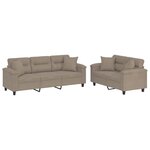 vidaXL Ensemble de canapés 2 Pièces avec coussins Taupe Tissu microfibre