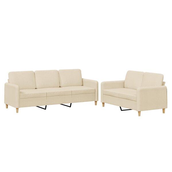 vidaXL Ensemble de canapés 2 Pièces avec coussins Crème Tissu