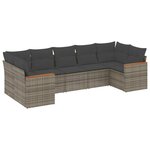 vidaXL Salon de jardin avec coussins 7 Pièces gris résine tressée