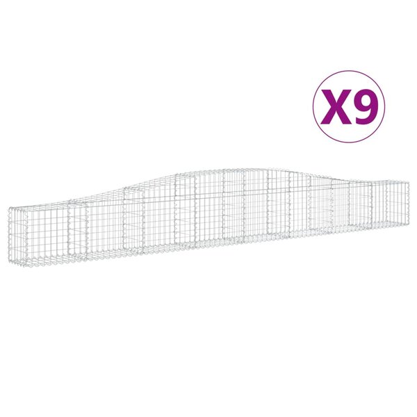 vidaXL Paniers à gabions arqués 9 Pièces 400x30x40/60 cm Fer galvanisé