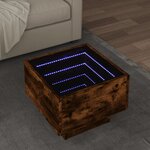 vidaXL Table d'appoint et LED chêne fumé 40x40x30 cm bois d'ingénierie