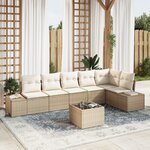 vidaXL Ensemble de canapé de jardin 7 pièces avec coussins en rotin marron
