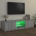 vidaXL Meuble TV avec lumières LED Sonoma gris 140x40x35 5 cm