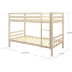 Lits superposés séparables enfant - 2 x 90 x 190 cm - Pin massif naturel - Sommier inclus