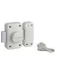 THIRARD - Verrou à bouton Transit 2 pour porte d'entrée  cylindre 40mm  4 clés  époxy blanc