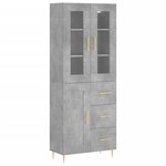 vidaXL Buffet haut Gris béton 69 5x34x180 cm Bois d'ingénierie