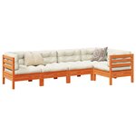 vidaXL Salon de jardin 5 Pièces avec coussins cire marron bois pin massif