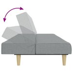 vidaXL Canapé-lit à 2 places avec repose-pied gris clair tissu