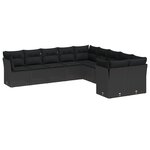 Ensemble de sofas de jardin de 13 pièces avec coussins en rattan poly noir acacia