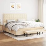 vidaXL Sommier à lattes de lit avec matelas Crème 200x200 cm Tissu