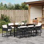 vidaXL Ensemble de Salle à Manger de Jardin 9 Pièces avec Coussins - Rattan Poly Noir