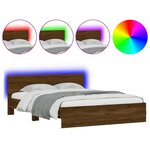 vidaXL Cadre de lit avec LED sans matelas chêne marron 160x200 cm