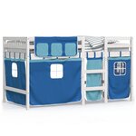 vidaXL Lit mezzanine enfants et rideaux bleu 90x190cm bois pin massif