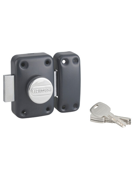THIRARD - Verrou à bouton Transit 2 pour porte d'entrée  cylindre 45mm  4 clés  anthracite