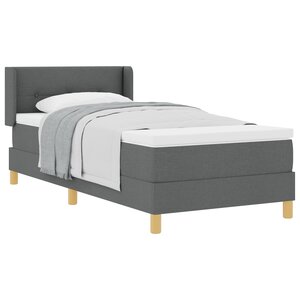 vidaXL Lit à ressort avec matelas gris foncé 100x200 cm tissu