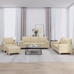 vidaXL Ensemble de canapés 4 Pièces avec coussins crème tissu