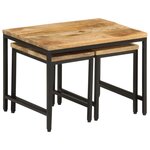 vidaXL Tables basses gigognes 3Pièces bois de manguier massif brut et fer