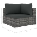 vidaXL Salon de jardin 5 Pièces avec coussins résine tressée gris
