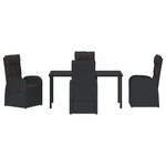 vidaXL Ensemble de Salle à Manger de Jardin 5 Pièces avec Coussins Noir Rattan Poly