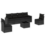 vidaXL Salon de jardin 7 Pièces avec coussins noir résine tressée