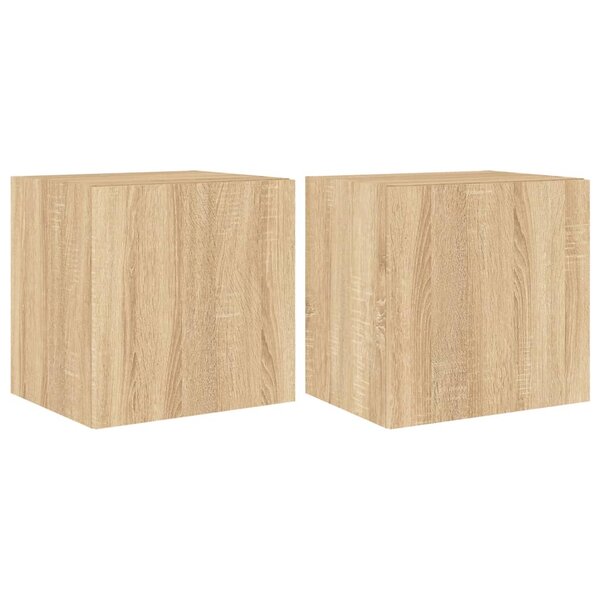 vidaXL Meubles TV muraux lumières LED 2 Pièces chêne sonoma 40 5x35x40 cm
