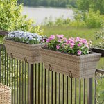 vidaXL Jardinières avec crochets 2 Pièces gris résine tressée