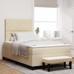 vidaXL Lit à ressorts avec Matelas & Banc Crème 120x200 cm Tissu