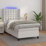 vidaXL Sommier à lattes de lit matelas LED Blanc 80x200cm Similicuir