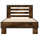 vidaXL Cadre de lit chêne fumé 75x190 cm bois d'ingénierie et métal
