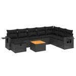vidaXL Salon de jardin 9 Pièces avec coussins noir résine tressée