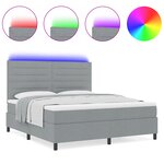 vidaXL Lit à ressorts avec matelas & LED Gris clair 160x200 cm Tissu