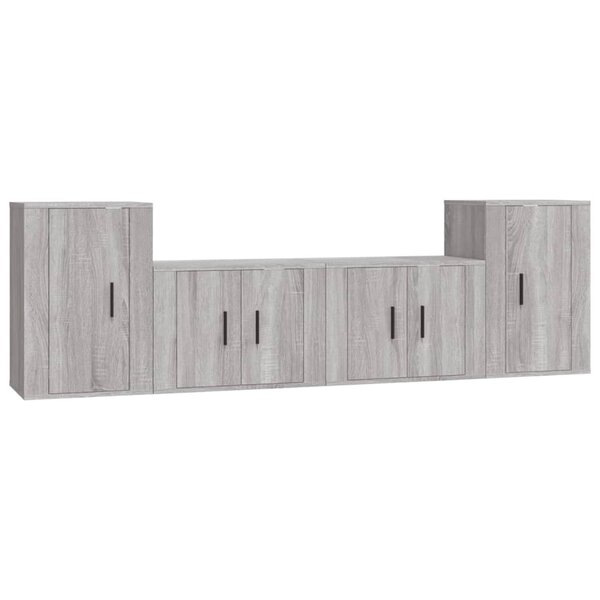 vidaXL Ensemble de meubles TV 4 Pièces Sonoma gris Bois d'ingénierie