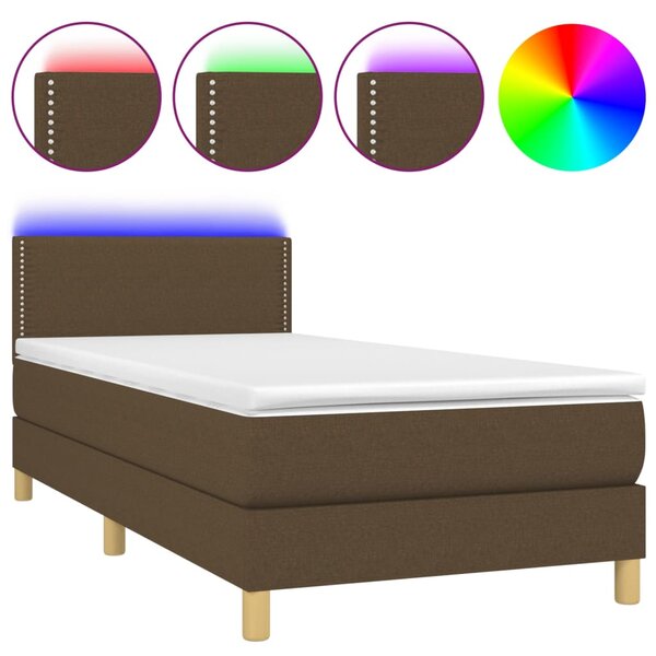 vidaXL Sommier à lattes de lit et matelas et LED Marron foncé 90x190cm