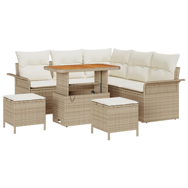 Ensemble de Canapés de Jardin vidaXL 8 Pièces avec Coussins Beige Rattan Acacia