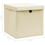 vidaXL Boîtes de rangement à couvercles 4 Pièces Crème 32x32x32 cm Tissu